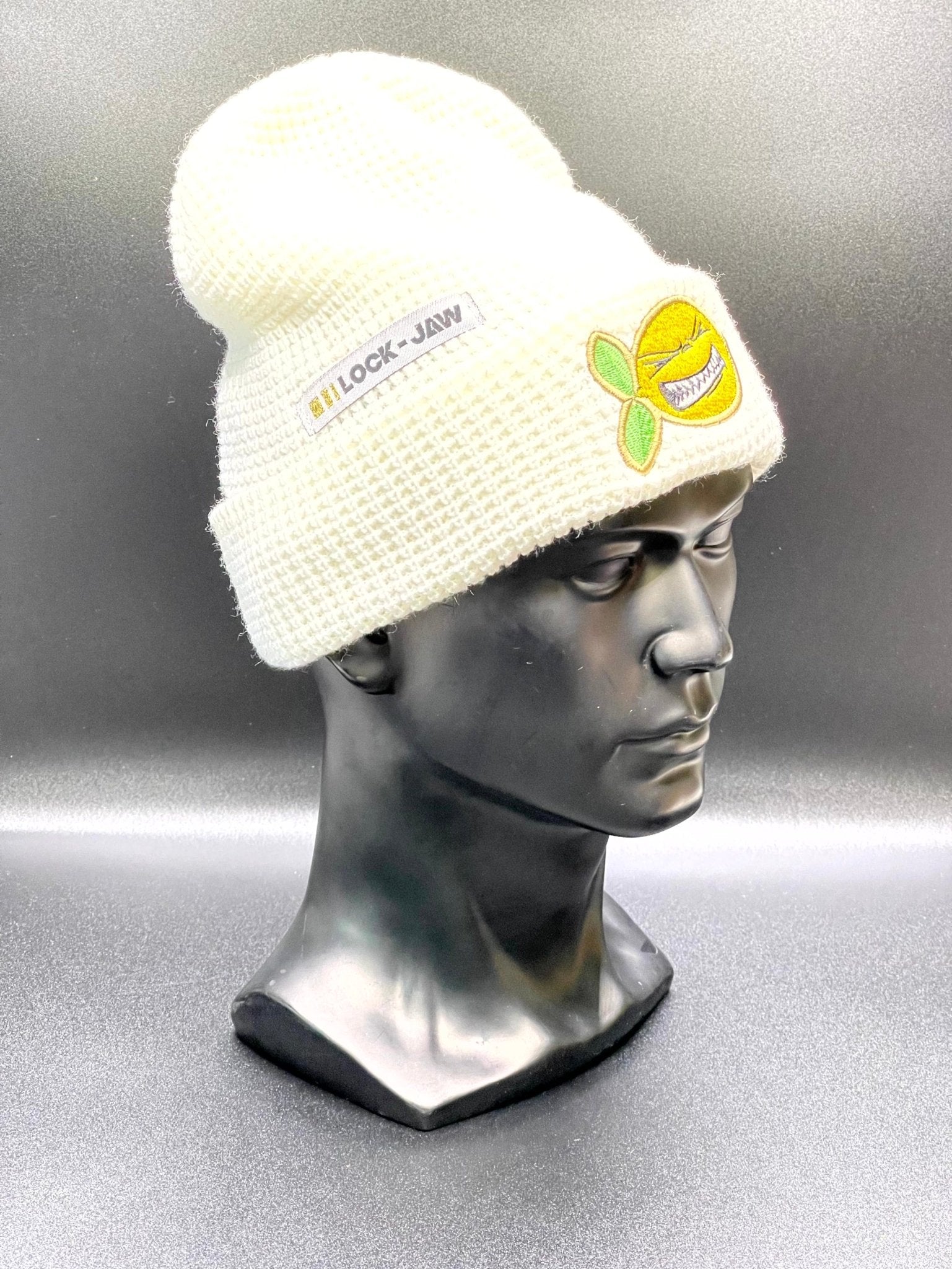 LOCK-JAW BEANIE HAT {White} - LOCKJAWLEMONPEEL