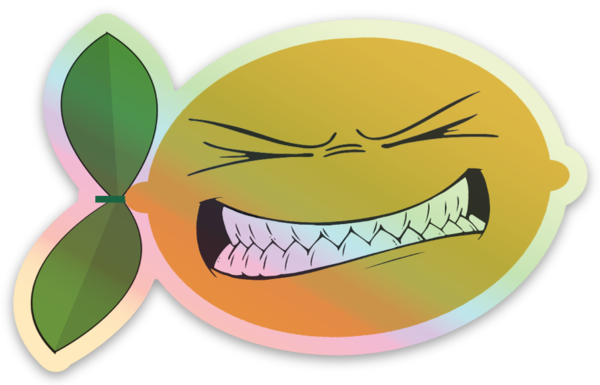 Holographic Lemon Face Sticker (Die Cut) 3