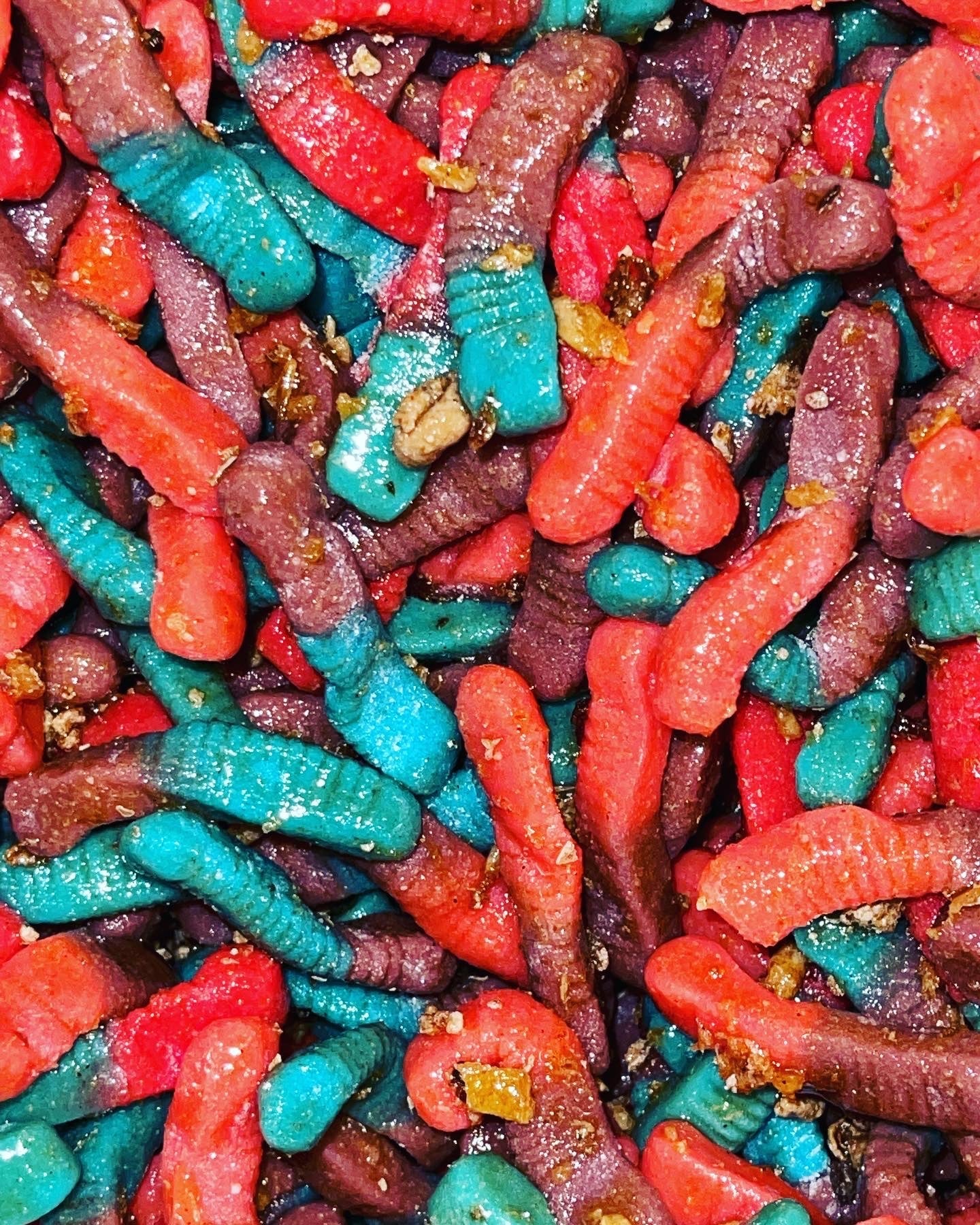 LOCK-JAW Gummy Worms w/Hawaiian Mui Syrup {TROLLI BERRY BRITE} - LOCKJAWLEMONPEEL